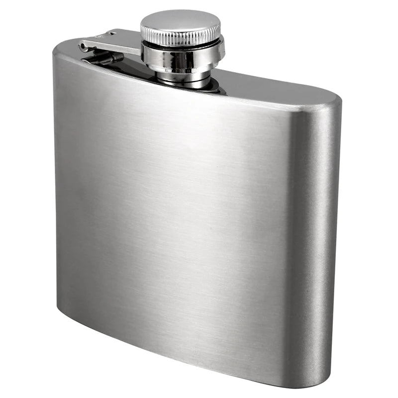 Flasque De Poche Inox 170ml (6oz) Avec Revêtement Simili Cuir Brun, Occasion