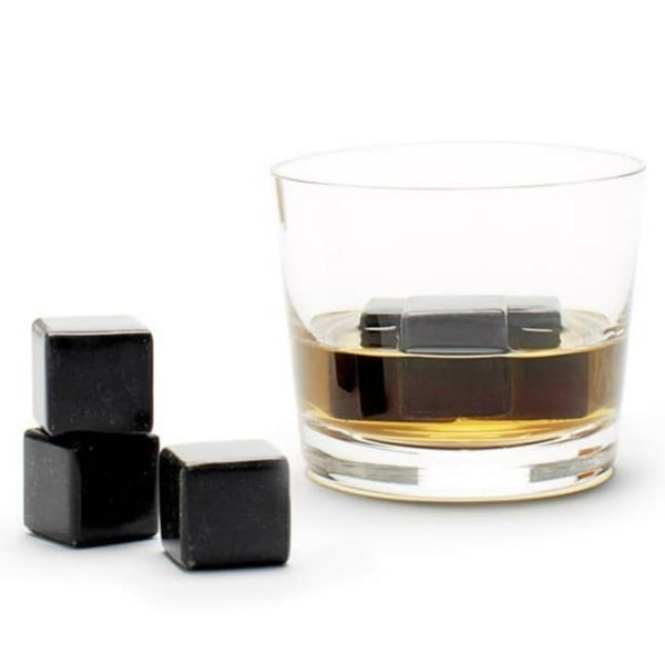 Relaxdays Pierres à whisky 9 pièces Pierre rafraîchissante en stéatite  Glaçons gris cube pour Whisky bourbon & cocktails